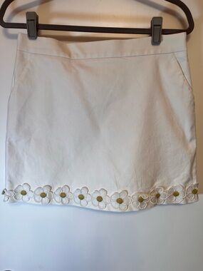 RED Valentino White Floral-Trim Mini Skirt